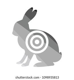 Hare silhouette with target  icon. Flat color design. Vector illustration.