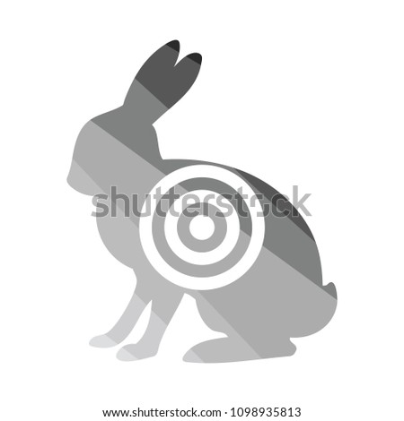Hare silhouette with target  icon. Flat color design. Vector illustration.