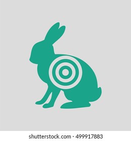 Hare silhouette with target  icon. Gray background with green. Vector illustration.