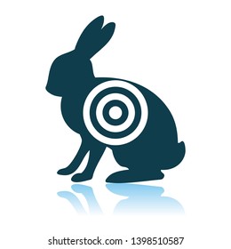 Hare Silhouette With Target Icon. Shadow Reflection Design. Vector Illustration.