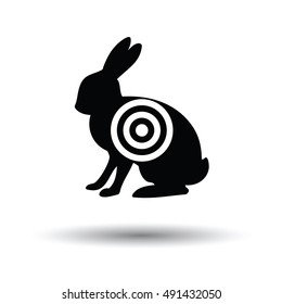 Hare silhouette with target  icon. White background with shadow design. Vector illustration.