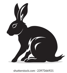 Hare silhouettes and icons. Black flat color simple elegant white background Hare animal vector and illustration.