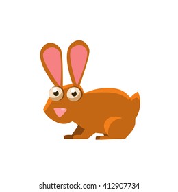 Hare Simplified Cute Illustration In Childish Flat Vector Design Isolated On White Background
