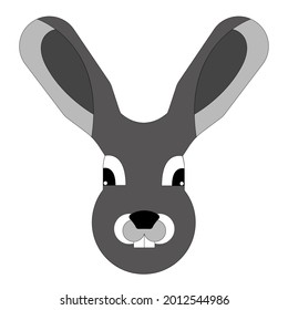Hare snout geometric vector on white background. Gray hare.