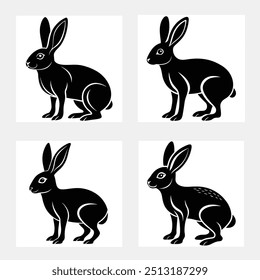 Hare stands silhouette vector illustration