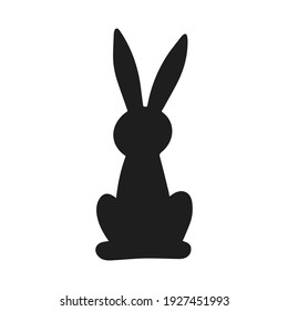 Hare swadow design element. Illustration for card, poster, sticker, pattern. Easter bunny, rabbit. Cute animal silhouette, vector design element. 