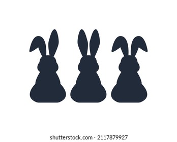 Elemento de diseño de sombras de liebre. Ilustración para tarjeta, afiche, pegatina, patrón. Conejo de Pascua, conejos. Silhouette de animales cortos, elemento de diseño vectorial.