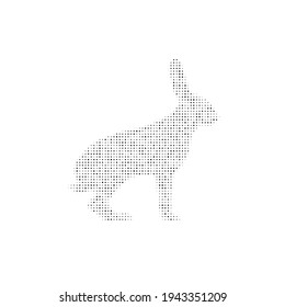 The hare symbol filled with black dots. Pointillism style. Vector illustration on white background