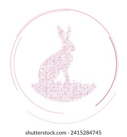 Das mit rosafarbenen Punkten gefüllte Hasensymbol. Pointillismus-Stil. Vektorgrafik auf weißem Hintergrund