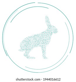 Símbolo de liebre rellenado con puntos de timbre. Estilo de puntillismo. Ilustración del vector sobre fondo blanco