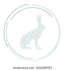 The hare symbol filled with teal dots. Pointillism style. Vector illustration on white background