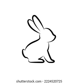 Hare symbol. Rabbit sign. Hare, rabbit icon. Animal silhouette. Vector minimalist illustration.