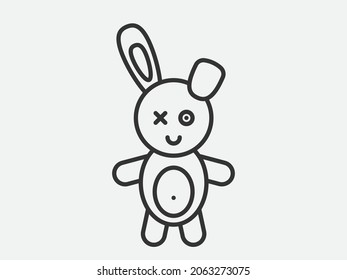 Hare toy icon on white background. Line style vector.