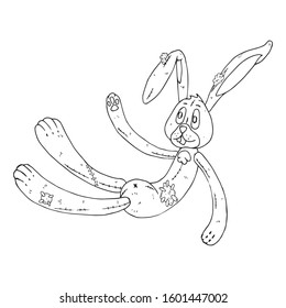 Hare toy icon. Vector illustration of a toy fabric hare. Hand drawn soft toy bunny.