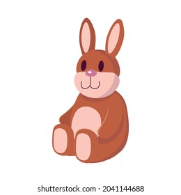 Hare toy  on white background. Cartoon illustration, vector.