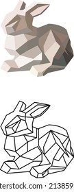 hare from triangles. Low poly hare. Illustration in a flat style.