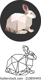 Hare from triangles. Low poly hare. Illustration, eps 10.