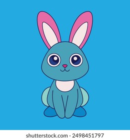 Hare vector with cartoon clipart and line art design. Ideal for digital and print projects, including posters, t-shirts, and more. 