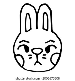 Hare vector graphics. A black and white image of a simple animal. For stickers, books, logos.