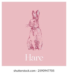 Hare vector Illustration on pink background