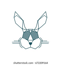 Hare vector logo template. Poster. Shirt Print. Rabbit. Emblem and Design Element. Flat Style. Thin Line Art. Modern concept. Logo. Geometric polygonal design. Beast. Animal.