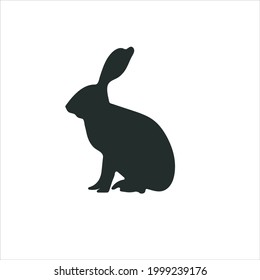 Hare Vector Silhouette isolated on white background