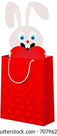 The hare is very glad to appear in a package with gifts