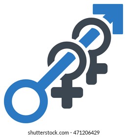 Harem icon. Vector style is bicolor flat iconic symbol with rounded angles, smooth blue colors, white background.