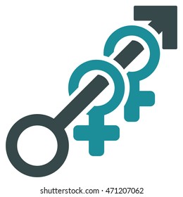 Harem icon. Vector style is bicolor flat iconic symbol with rounded angles, soft blue colors, white background.