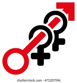 Harem icon. Vector style is bicolor flat iconic symbol with rounded angles, intensive red and black colors, white background.