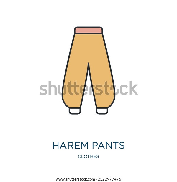 harem pants icon from clothes collection. Thin outline\
harem pants, pants, fashion detailed offset lineal color icon\
isolated on white background. Line vector harem pants sign, symbol\
for web and 