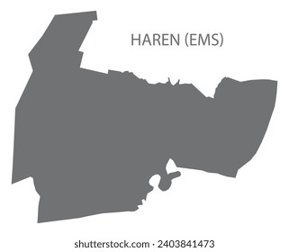 Haren (Ems) German city map grey illustration silhouette shape