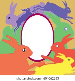 hares and egg frame, vector