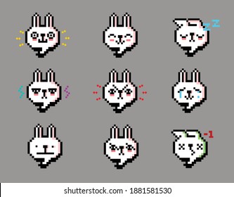 Hares Emotionen Vektorgrafik einzeln auf grauem Hintergrund.