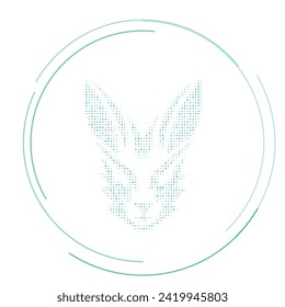 The hare's head symbol filled with teal dots. Pointillism style. Vector illustration on white background