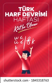 Türk Harf Devrimi Haftasi Translation: Week of Turkish Letter Revolution. Graphic for Design Elements. Greeting Card.