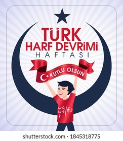 Türk Harf Devrimi Haftasi Translation: Week of Turkish Letter Revolution. Graphic for Design Elements. Greeting Card.