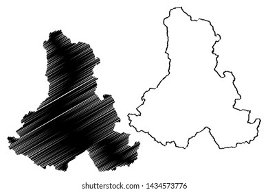 Harghita County (Administrative divisions of Romania, Centru development region) map vector illustration, scribble sketch Harghita map