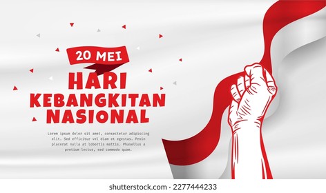 Hari Kebangkitan Nasional, 20 Mei. Translation : May 20, National Awakening Day of Indonesia. vector banner illustration. svg