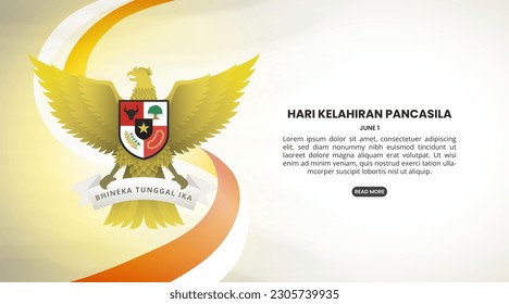 Hari Kelahiran Pancasila or Pancasila Birthday background with a garuda and flag