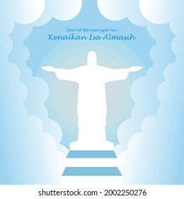 Hari Kenaikan Isa Almasih - Translation: Happy Ascension Day (with Blue Cloud Background) svg