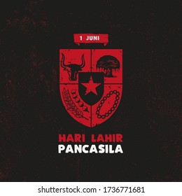 Hari Lahir Pancasila, 1 Juni. Translation : June 1, Indonesian Pancasila Day. Unity in Diversity. vector illustration. 