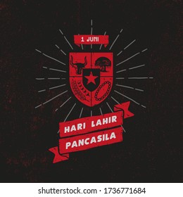 Hari Lahir Pancasila, 1 Juni. Translation : June 1, Indonesian Pancasila Day. Unity in Diversity. vector illustration. 