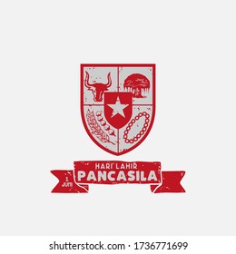 Hari Lahir Pancasila, 1 Juni. Translation : June 1, Indonesian Pancasila Day. Unity in Diversity. vector illustration. 