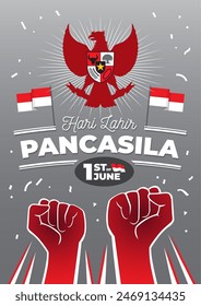 Hari lahir Pancasila means Happy Pancasila Day, the symbol of the Republic of Indonesia.