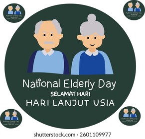 hari lanjut usia nasional national elderly day vector illustration. Good for banner, poster, greeting card, party card, invitation, template, advertising, campaign, and social media.