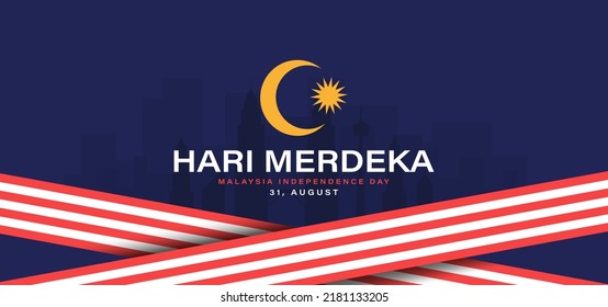 Hari Merdeka Banner Background For Malaysia Independence Day Celebration