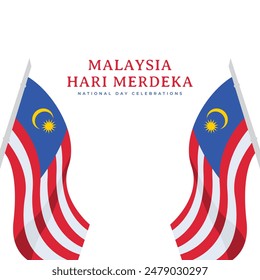 Hari merdeka malaysia independence day celebration graphics template.