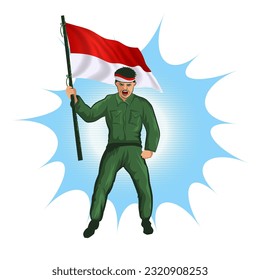 Hari pahlawan nasional. Translation : Indonesian National Heroes day. vector soldier illustration