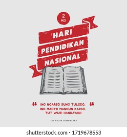 Hari Pendidikan Nasional 2 Mei, Translation: May 2, happy national education day of indonesia. vector illustration